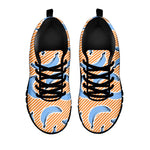 Retro Blue Banana Pattern Print Black Running Shoes