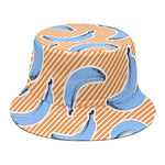 Retro Blue Banana Pattern Print Bucket Hat