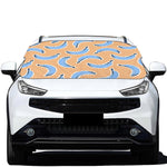 Retro Blue Banana Pattern Print Car Windshield Snow Cover