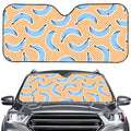Retro Blue Banana Pattern Print Car Windshield Sun Shade
