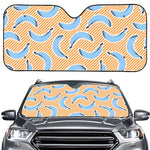 Retro Blue Banana Pattern Print Car Windshield Sun Shade