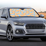 Retro Blue Banana Pattern Print Car Windshield Sun Shade