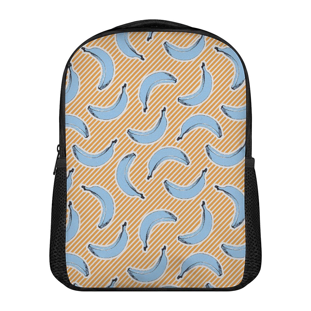 Retro Blue Banana Pattern Print Casual Backpack