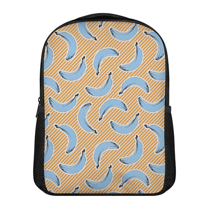 Retro Blue Banana Pattern Print Casual Backpack