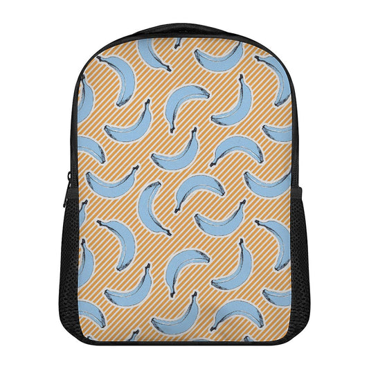 Retro Blue Banana Pattern Print Casual Backpack