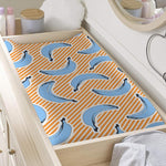 Retro Blue Banana Pattern Print Changing Pad Cover