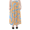 Retro Blue Banana Pattern Print Chiffon Maxi Skirt