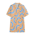 Retro Blue Banana Pattern Print Cotton Hawaiian Shirt