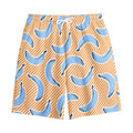Retro Blue Banana Pattern Print Cotton Shorts