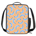 Retro Blue Banana Pattern Print Crossbody Lunch Bag