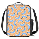 Retro Blue Banana Pattern Print Crossbody Lunch Bag