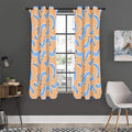 Retro Blue Banana Pattern Print Grommet Curtain Panels