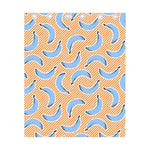 Retro Blue Banana Pattern Print Curtain
