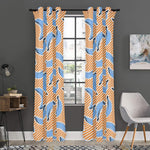 Retro Blue Banana Pattern Print Curtain