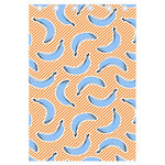 Retro Blue Banana Pattern Print Curtain