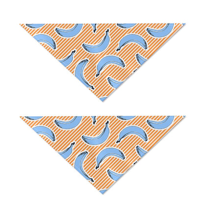 Retro Blue Banana Pattern Print Dog Bandana