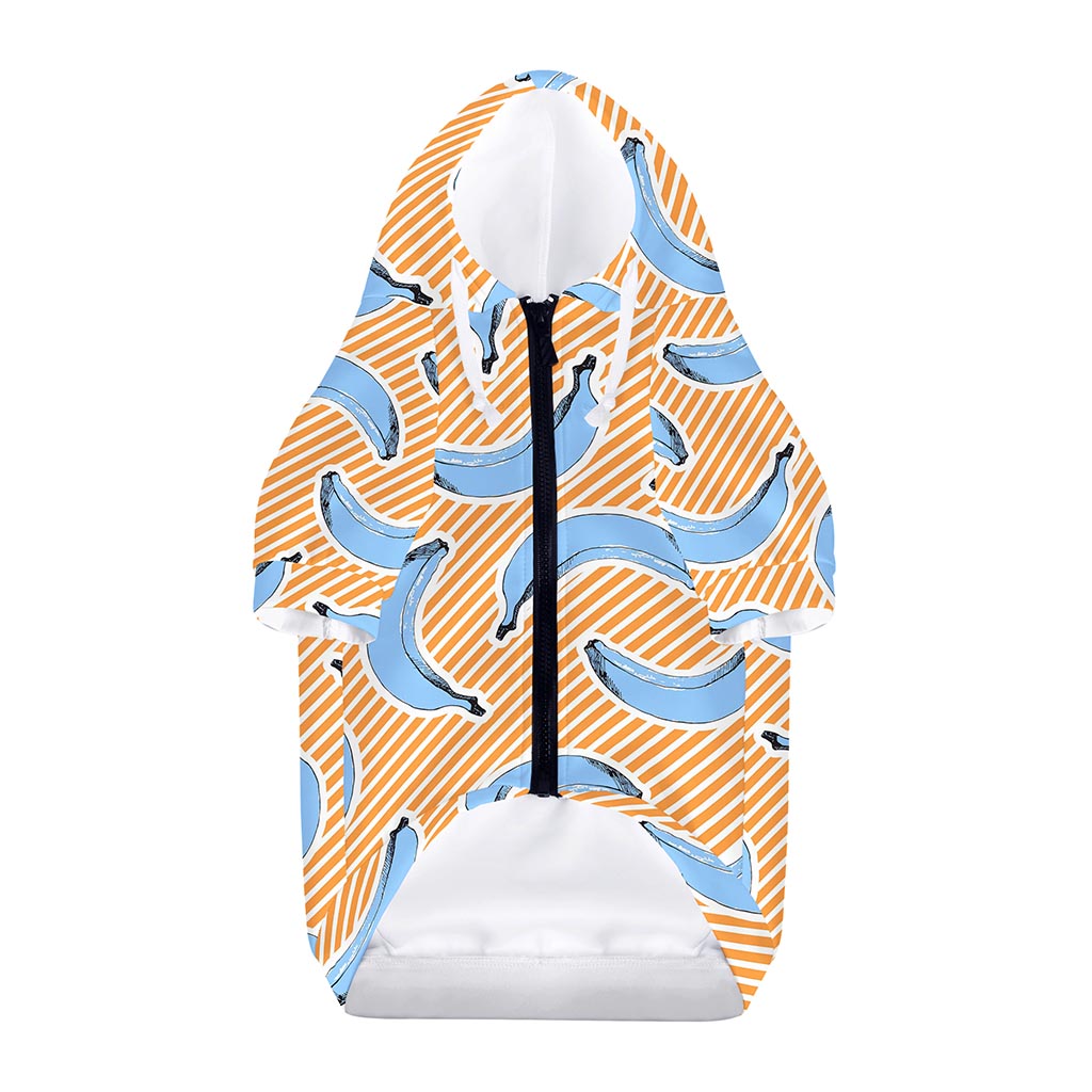 Retro Blue Banana Pattern Print Dog Zip Up Hoodie