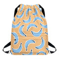 Retro Blue Banana Pattern Print Drawstring Backpack