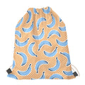 Retro Blue Banana Pattern Print Drawstring Bag