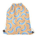 Retro Blue Banana Pattern Print Drawstring Bag