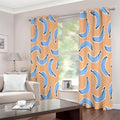 Retro Blue Banana Pattern Print Extra Wide Grommet Curtains