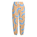Retro Blue Banana Pattern Print Fleece Lined Knit Pants