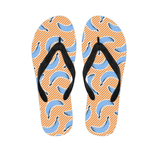 Retro Blue Banana Pattern Print Flip Flops