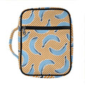 Retro Blue Banana Pattern Print Front Pocket Bible Bag