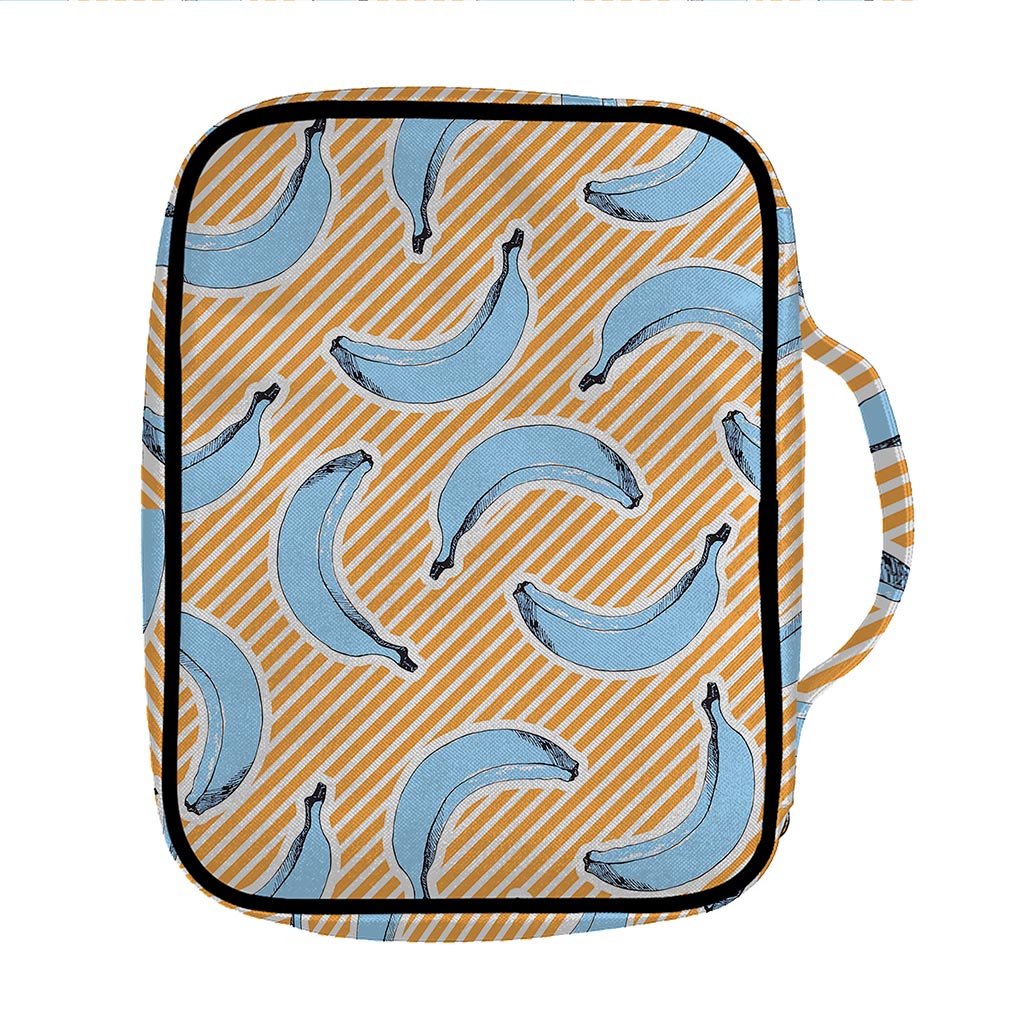 Retro Blue Banana Pattern Print Front Pocket Bible Bag