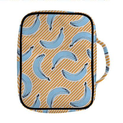 Retro Blue Banana Pattern Print Front Pocket Bible Bag