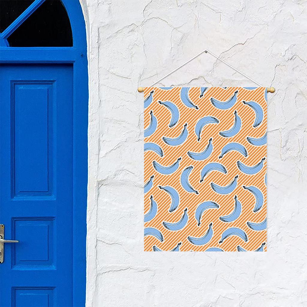 Retro Blue Banana Pattern Print Garden Flag