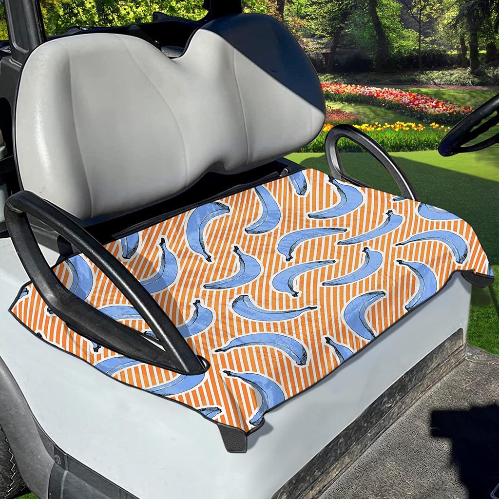 Retro Blue Banana Pattern Print Golf Cart Seat Cover