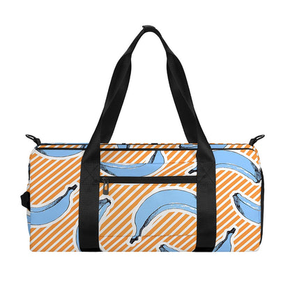 Retro Blue Banana Pattern Print Gym Bag