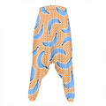 Retro Blue Banana Pattern Print Hammer Pants