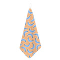Retro Blue Banana Pattern Print Hand Towel