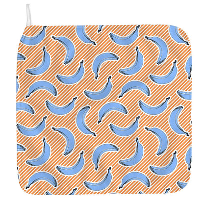 Retro Blue Banana Pattern Print Hand Towel