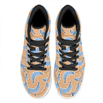 Retro Blue Banana Pattern Print High Top Leather Sneakers