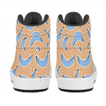 Retro Blue Banana Pattern Print High Top Leather Sneakers