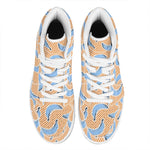 Retro Blue Banana Pattern Print High Top Leather Sneakers