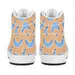 Retro Blue Banana Pattern Print High Top Leather Sneakers