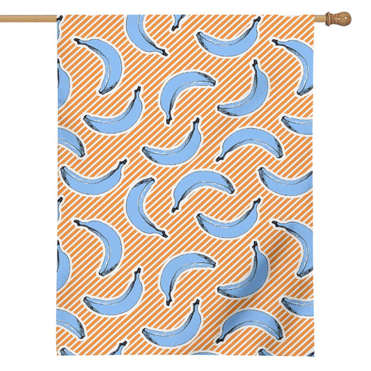 Retro Blue Banana Pattern Print House Flag