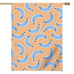 Retro Blue Banana Pattern Print House Flag