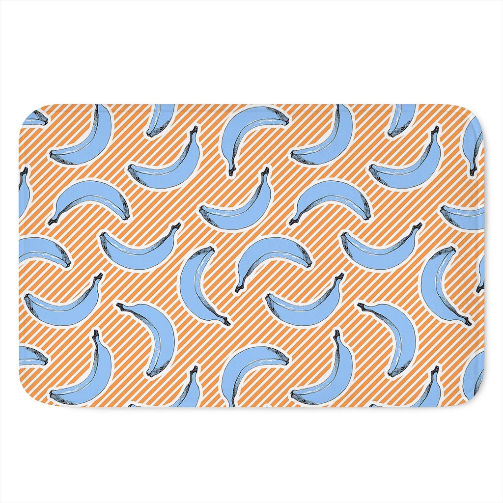 Retro Blue Banana Pattern Print Indoor Door Mat