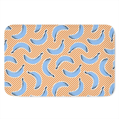 Retro Blue Banana Pattern Print Indoor Door Mat