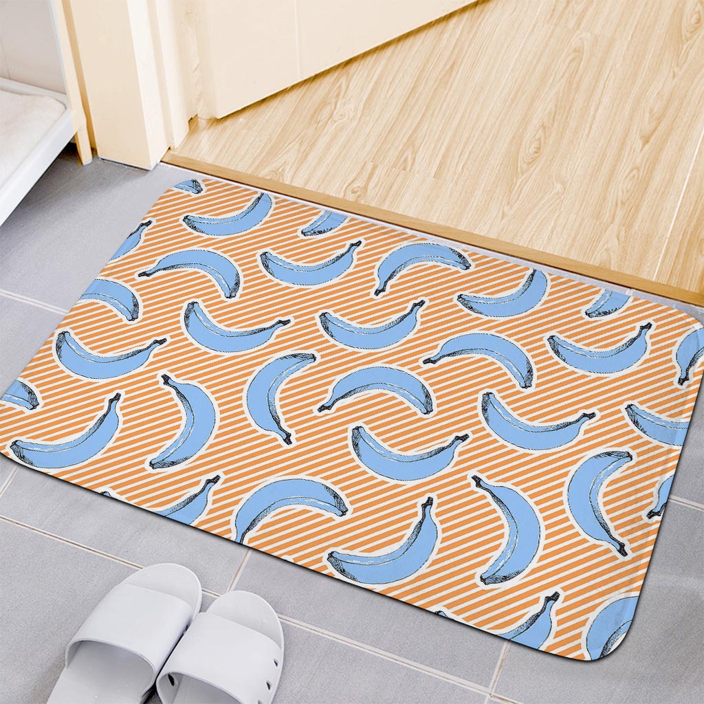 Retro Blue Banana Pattern Print Indoor Door Mat