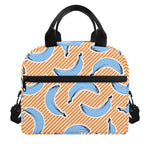 Retro Blue Banana Pattern Print Insulated Lunch Bag