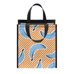 Retro Blue Banana Pattern Print Insulated Lunch Tote