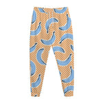 Retro Blue Banana Pattern Print Jogger Pants