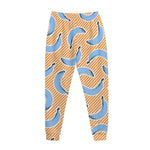 Retro Blue Banana Pattern Print Jogger Pants