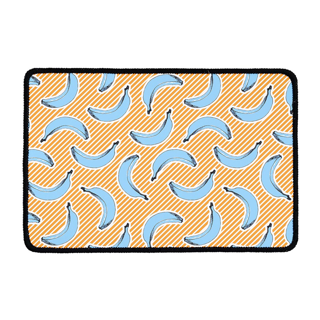 Retro Blue Banana Pattern Print Kitchen Mat